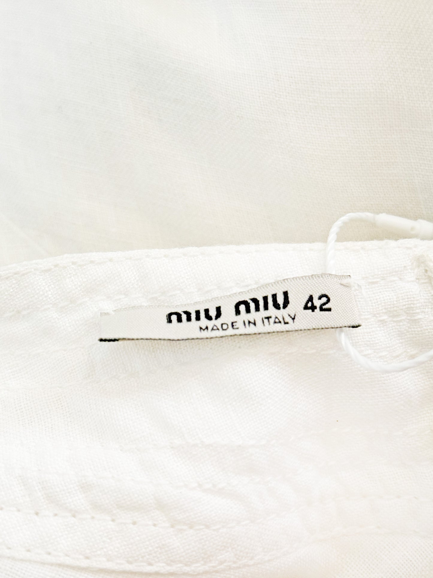 Miu Miu SS 2005 White Cotton Linen Abstract Print Dress