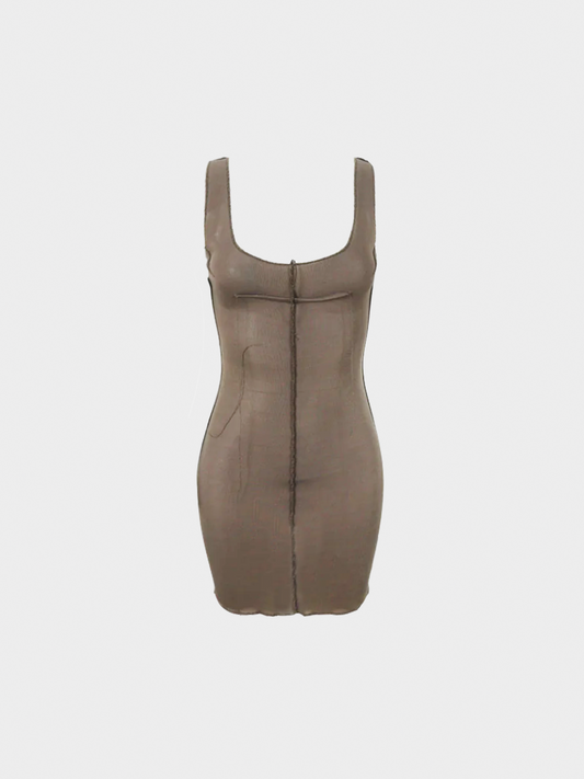 Maison Martin Margiela SS 1994 Taupe Mesh Bodycon Mini dress