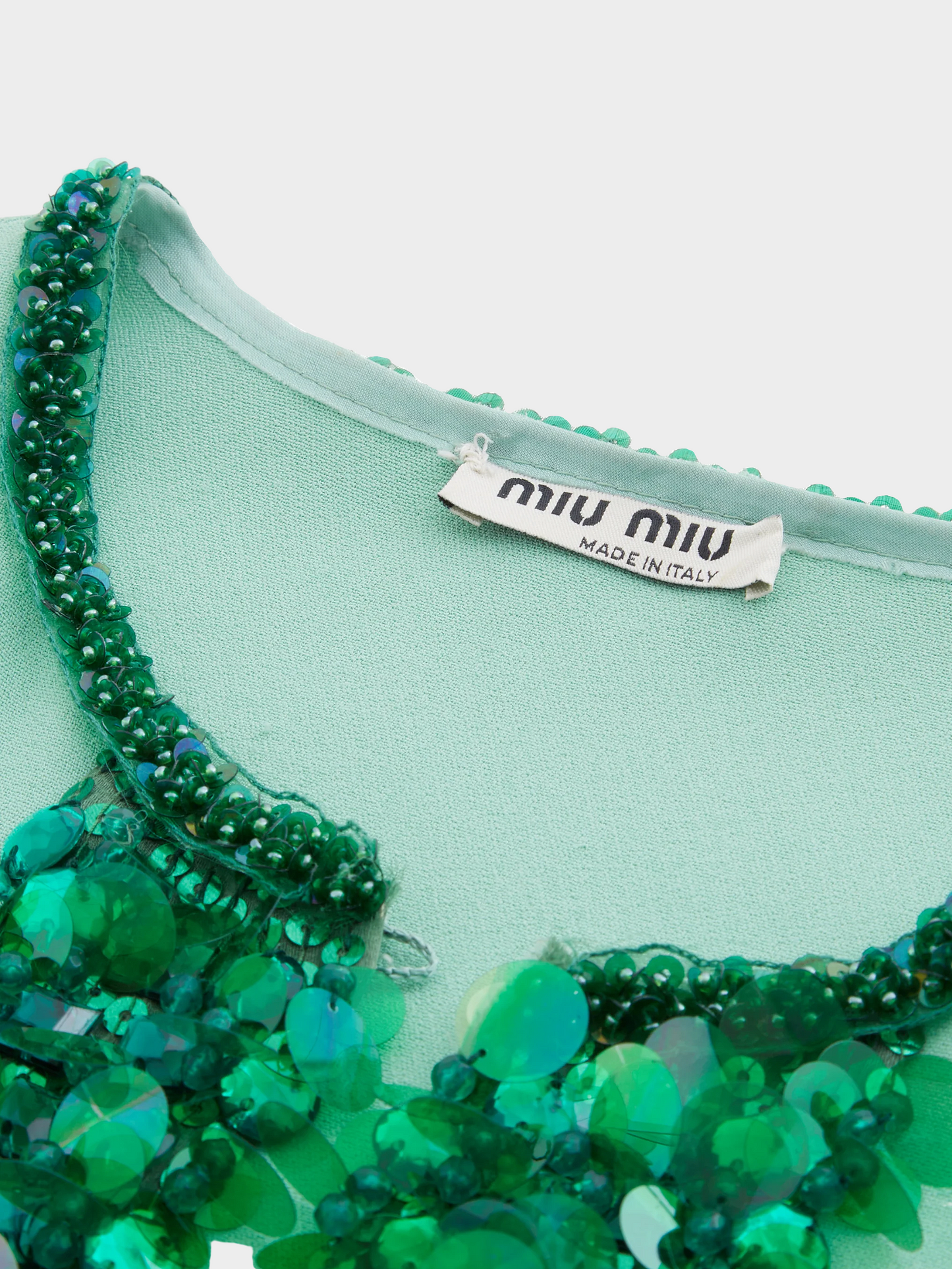 Miu Miu SS 2004 Mint Beaded Crewneck Top and Pencil Skirt Set