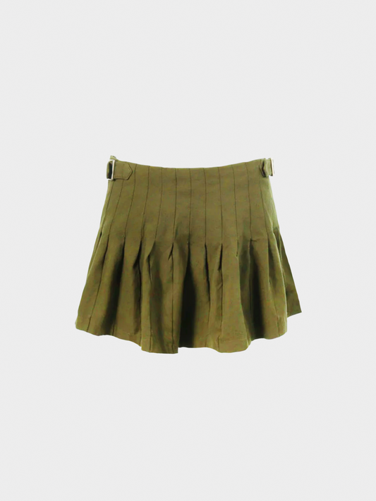 Comme des Garçons SS 2010 Olive Green Mini Pleated Skirt