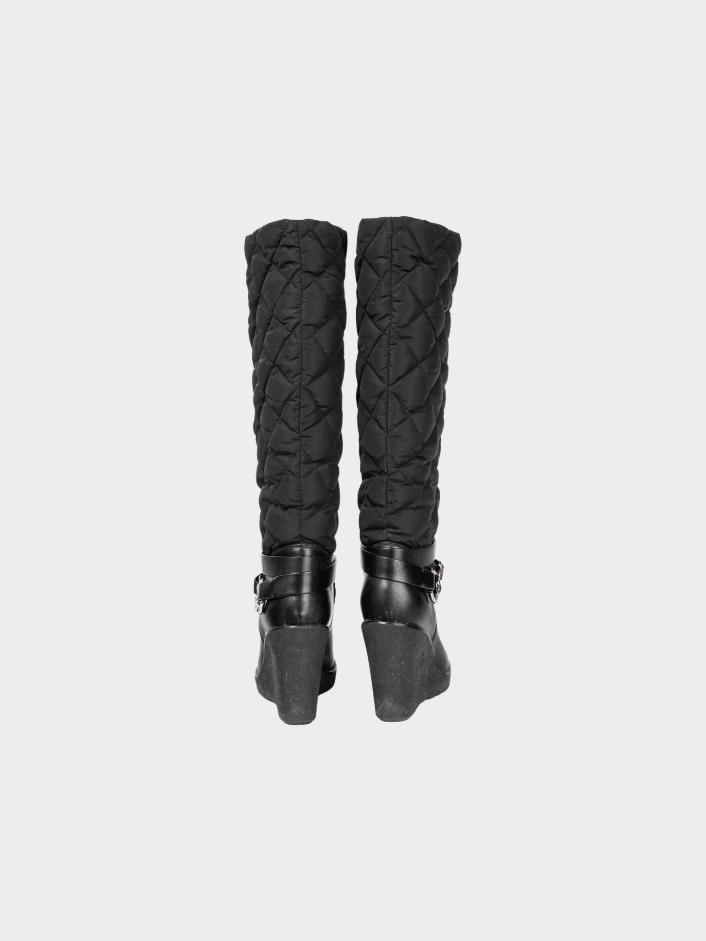 Moncler 2013 New Cernobbio Black Quilted Leather Wedge Boots