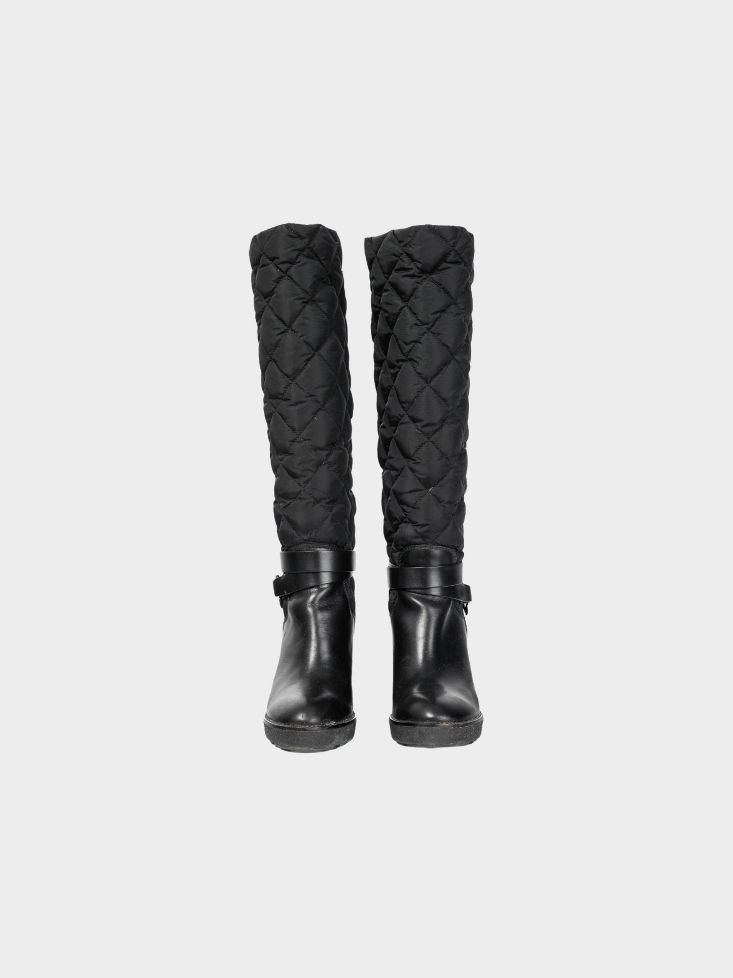 Moncler 2013 New Cernobbio Black Quilted Leather Wedge Boots