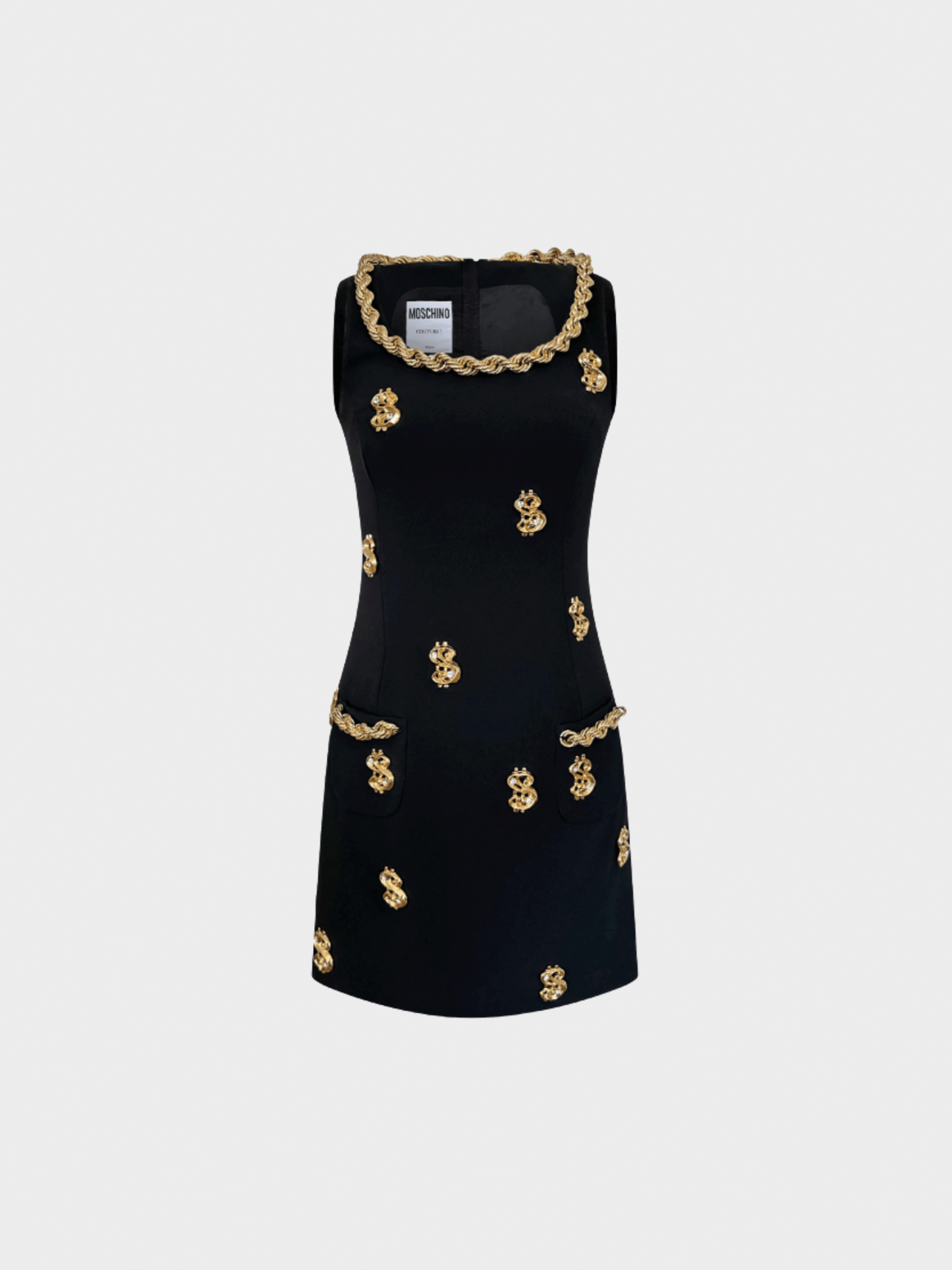 Moschino by Jeremy Scott FW 2019 Black Embroidered Dress