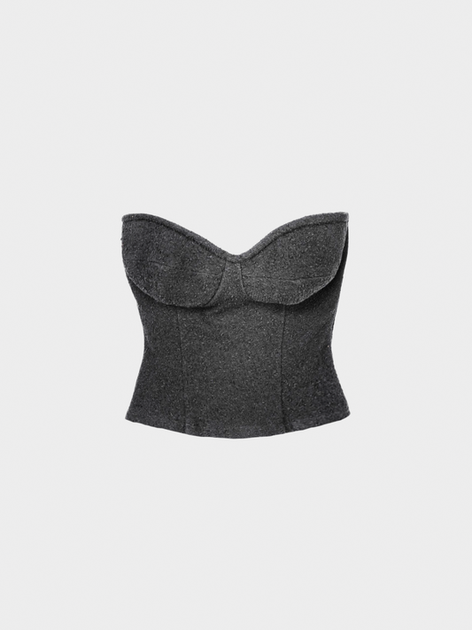 Moschino Cheap and Chic 2000s Black Boucle-Knit Bustier