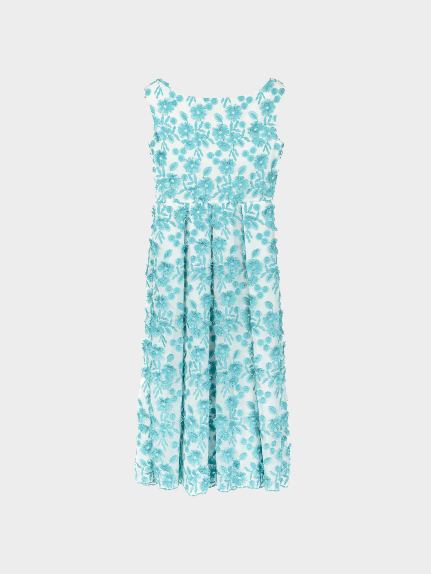 Moschino Boutique 2010s Blue and White Floral-Embroidered Maxi Dress