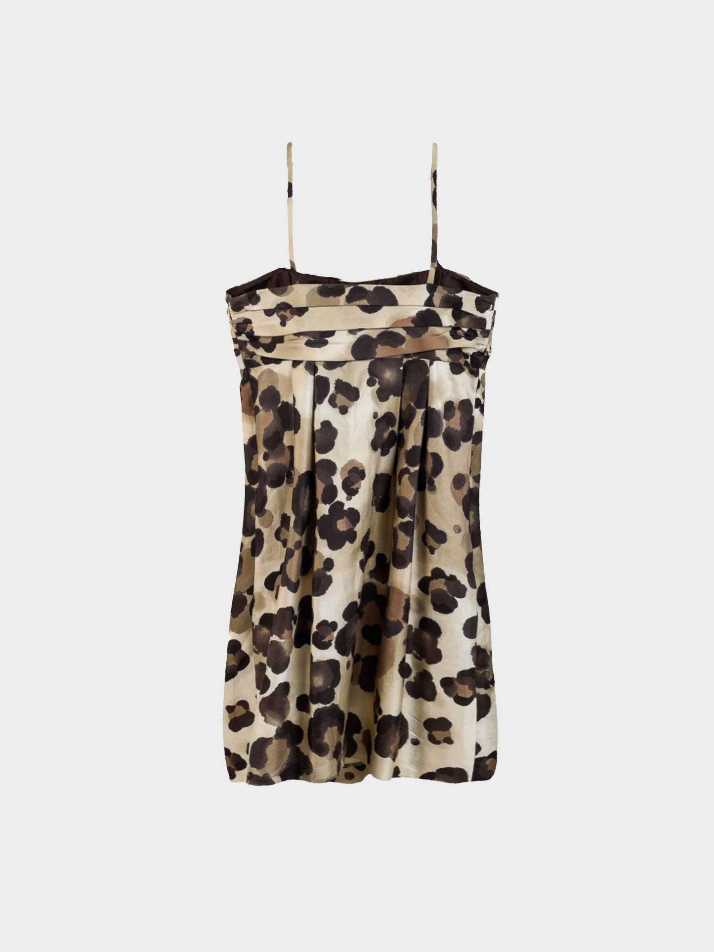 Moschino 1990s Cheap and Chic Brown Leopard Silk & Cotton Empire-Waist Dress