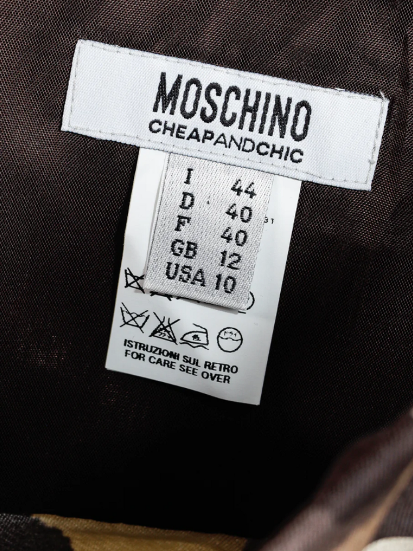 Moschino 1990s Cheap and Chic Brown Leopard Silk & Cotton Empire-Waist Dress
