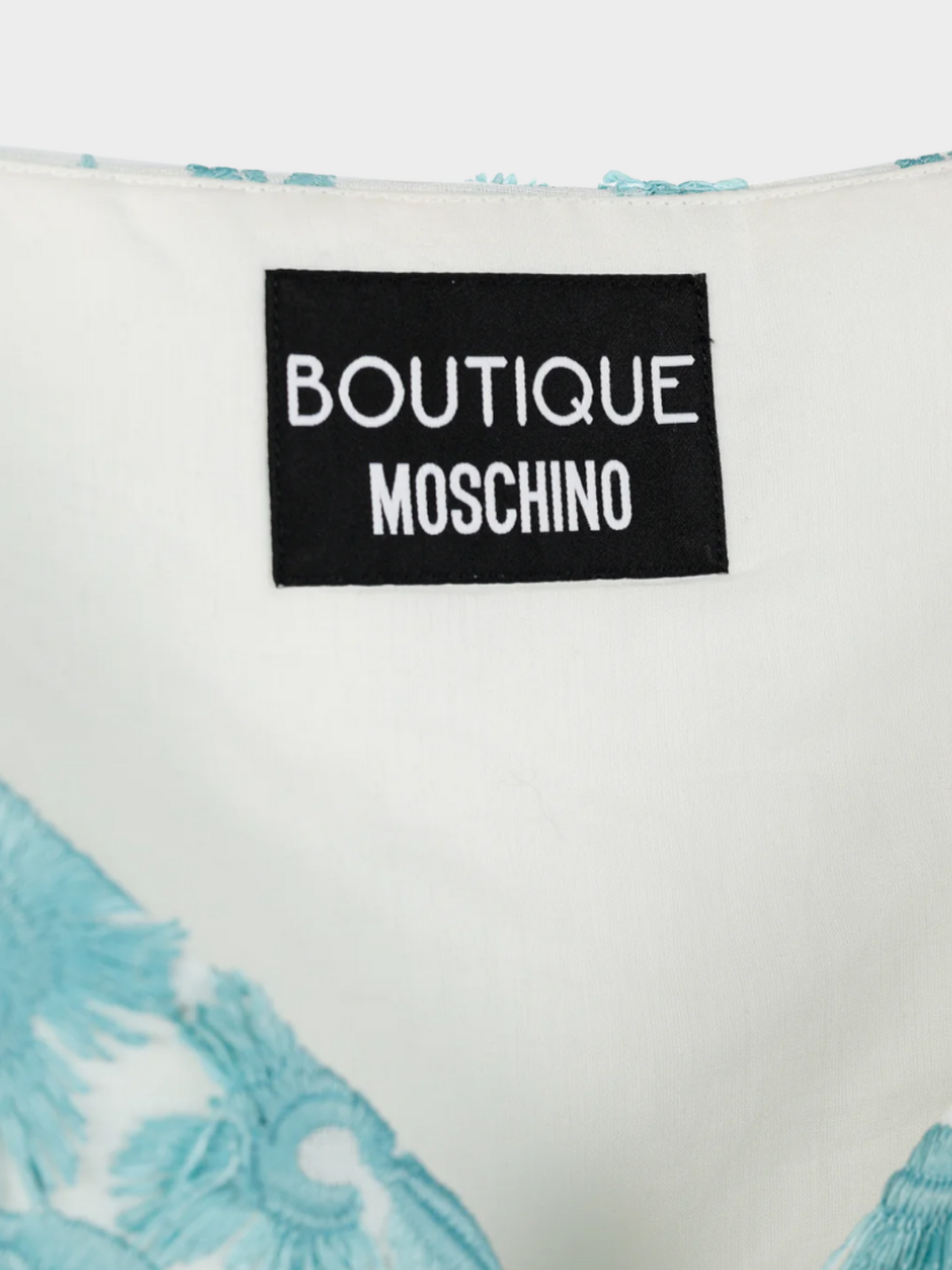 Moschino Boutique 2010s Blue and White Floral-Embroidered Maxi Dress