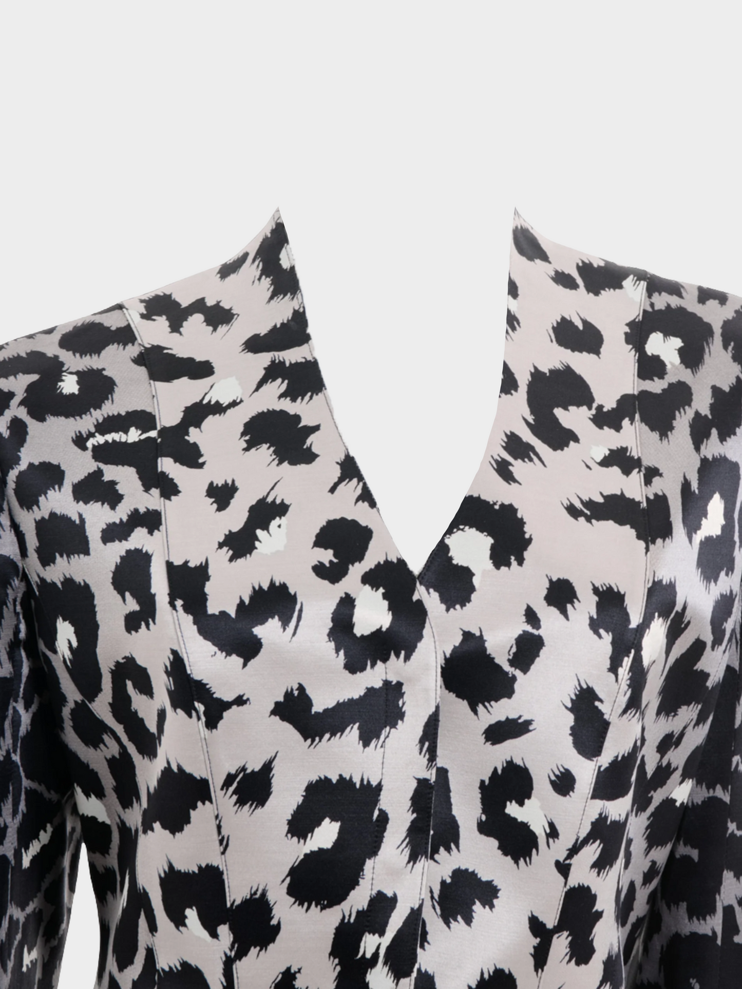 Thierry Mugler Couture FW 2001 Grey Silver Cheetah Print Silk Jacket