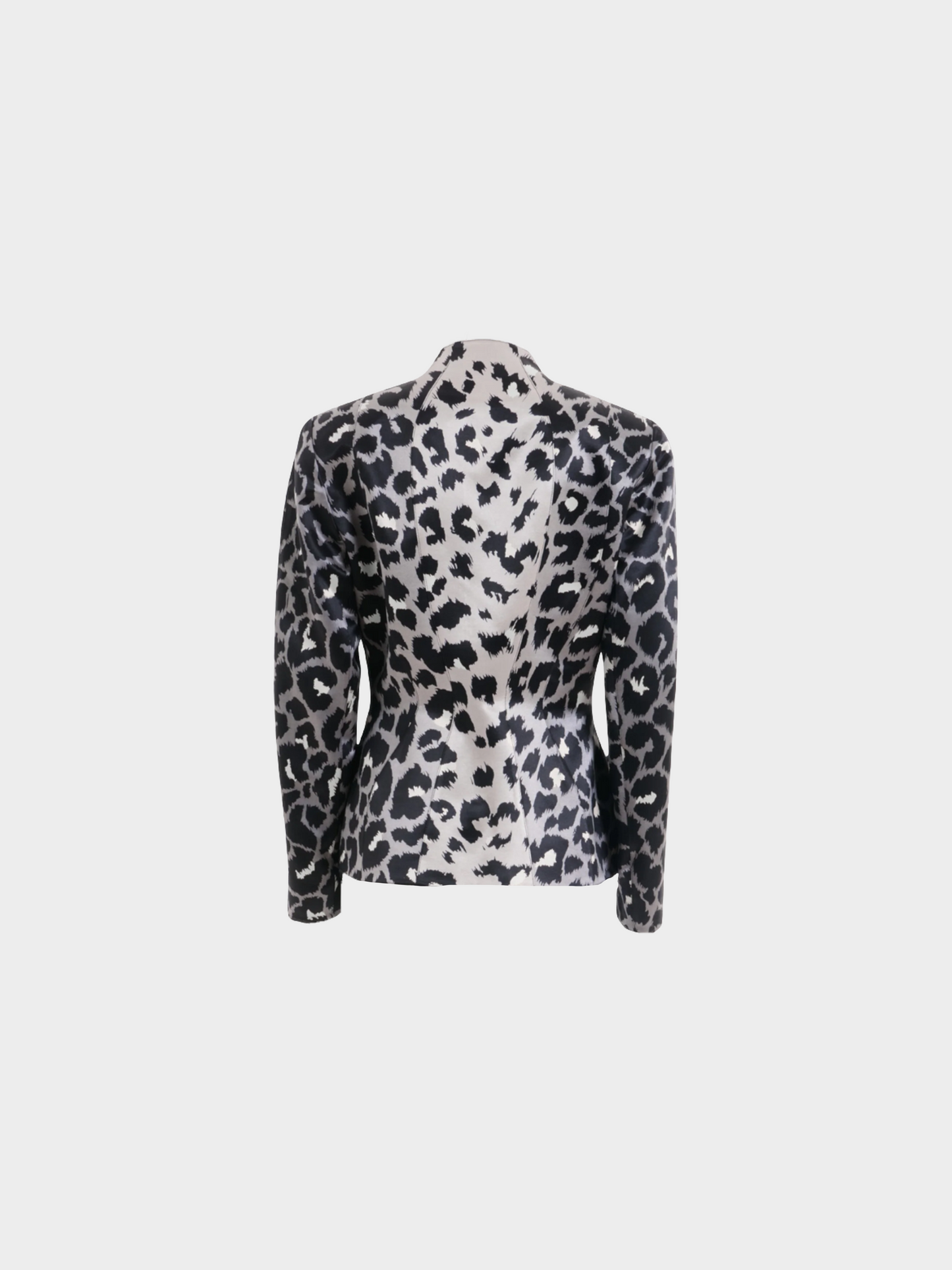 Thierry Mugler Couture FW 2001 Grey Silver Cheetah Print Silk Jacket