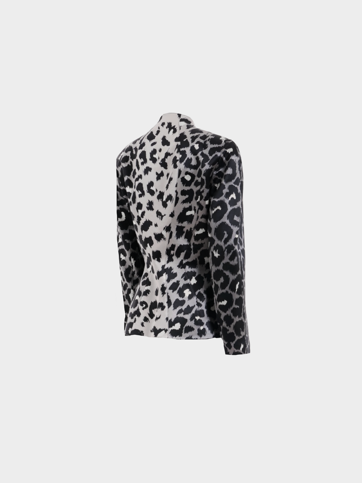 Thierry Mugler Couture FW 2001 Grey Silver Cheetah Print Silk Jacket