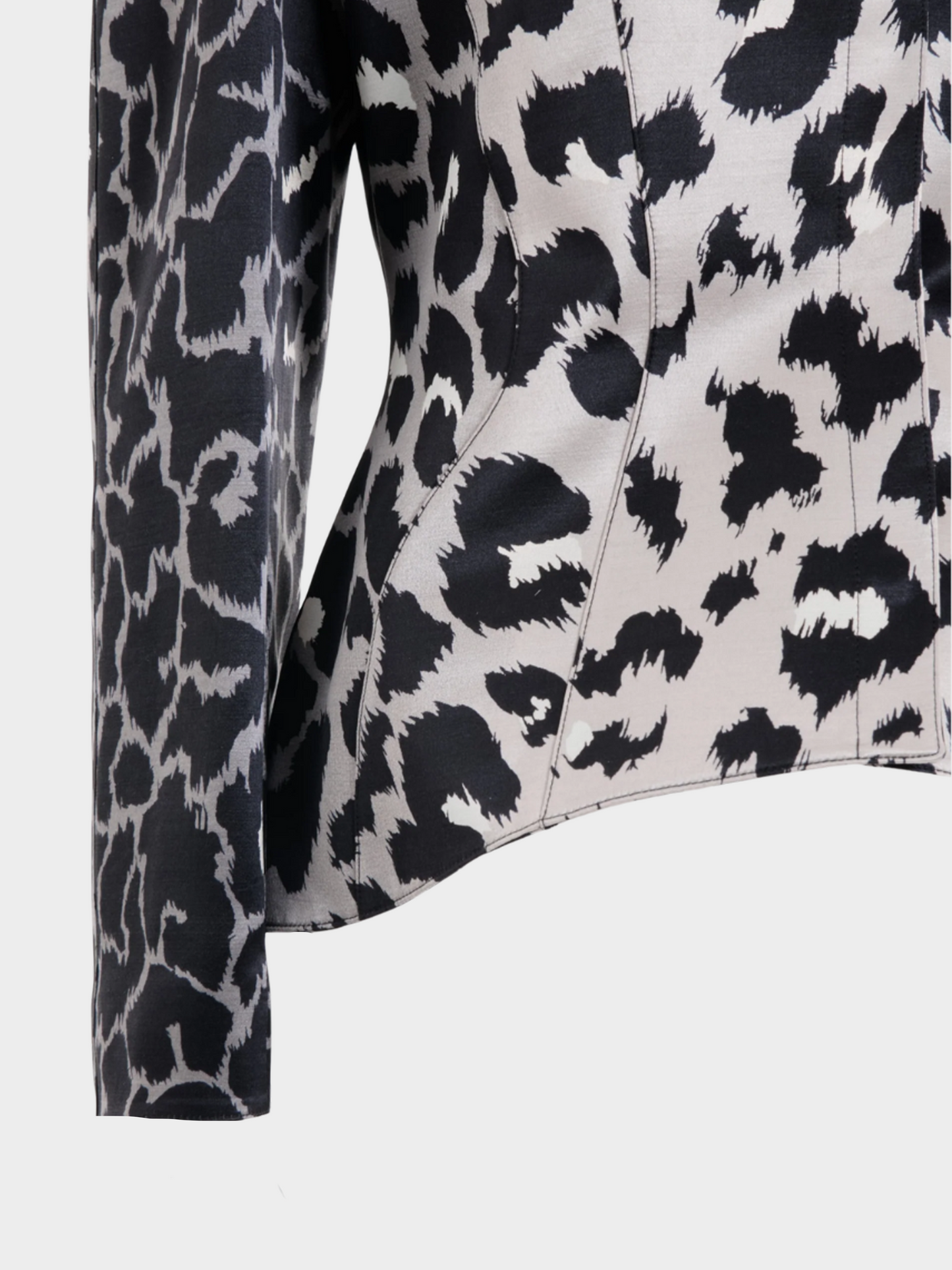 Thierry Mugler Couture FW 2001 Grey Silver Cheetah Print Silk Jacket