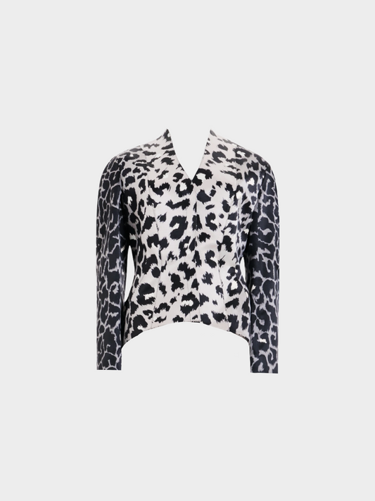 Thierry Mugler Couture FW 2001 Grey Silver Cheetah Print Silk Jacket