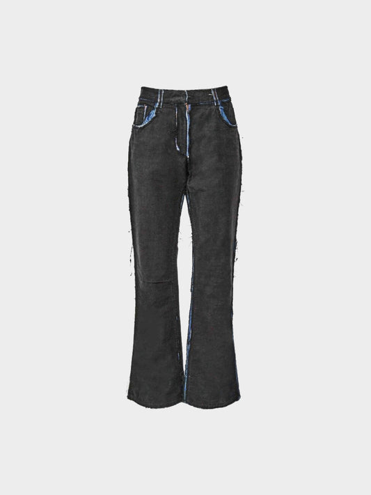 Maison Martin Margiela AW 2004-2005 Black and Blue Frayed Detail Cotton Jeans