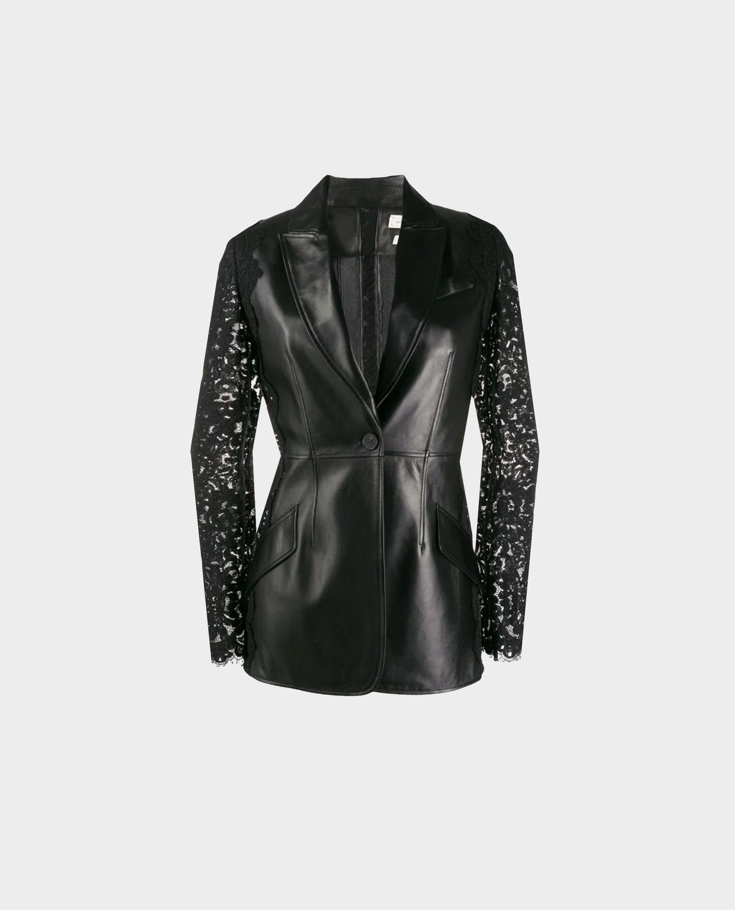 Alexander McQueen 2020s Lace Sleeve Leather Blazer