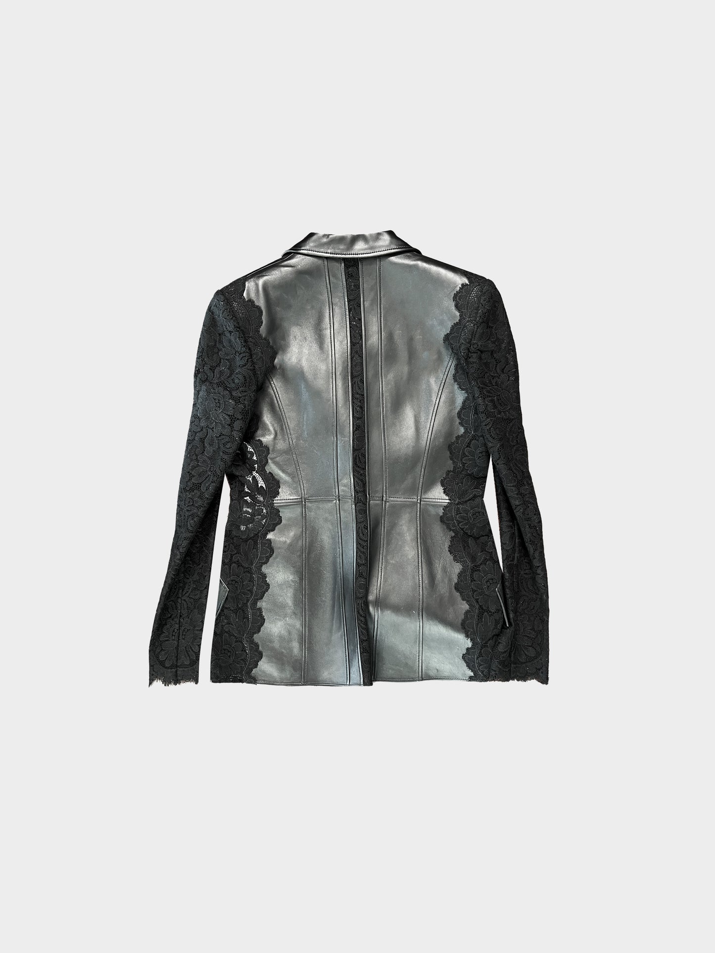Alexander McQueen 2020s Lace Sleeve Leather Blazer