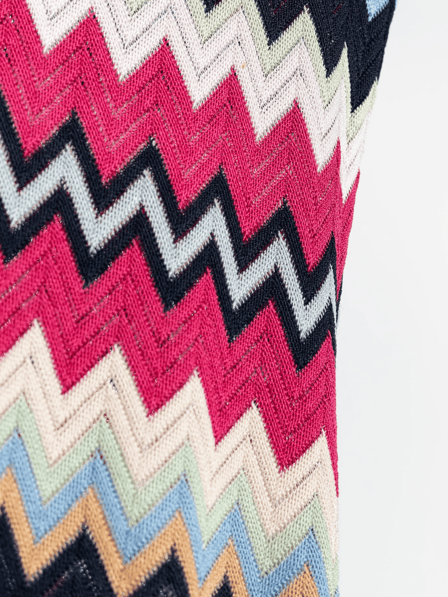 Missoni 2000s Pink and Navy Chevron Knit T-Shirt