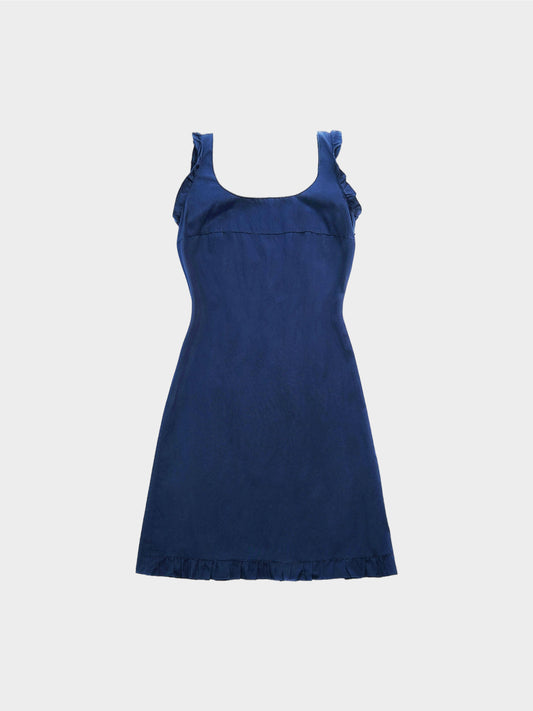 Miu Miu SS 1999 Navy Back Pleated Runway Dress