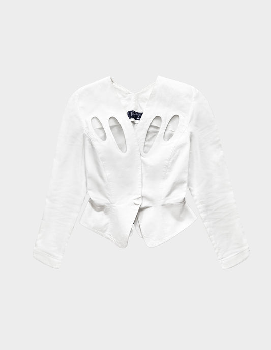 Thierry Mugler Active 1980s White Cutout Blazer