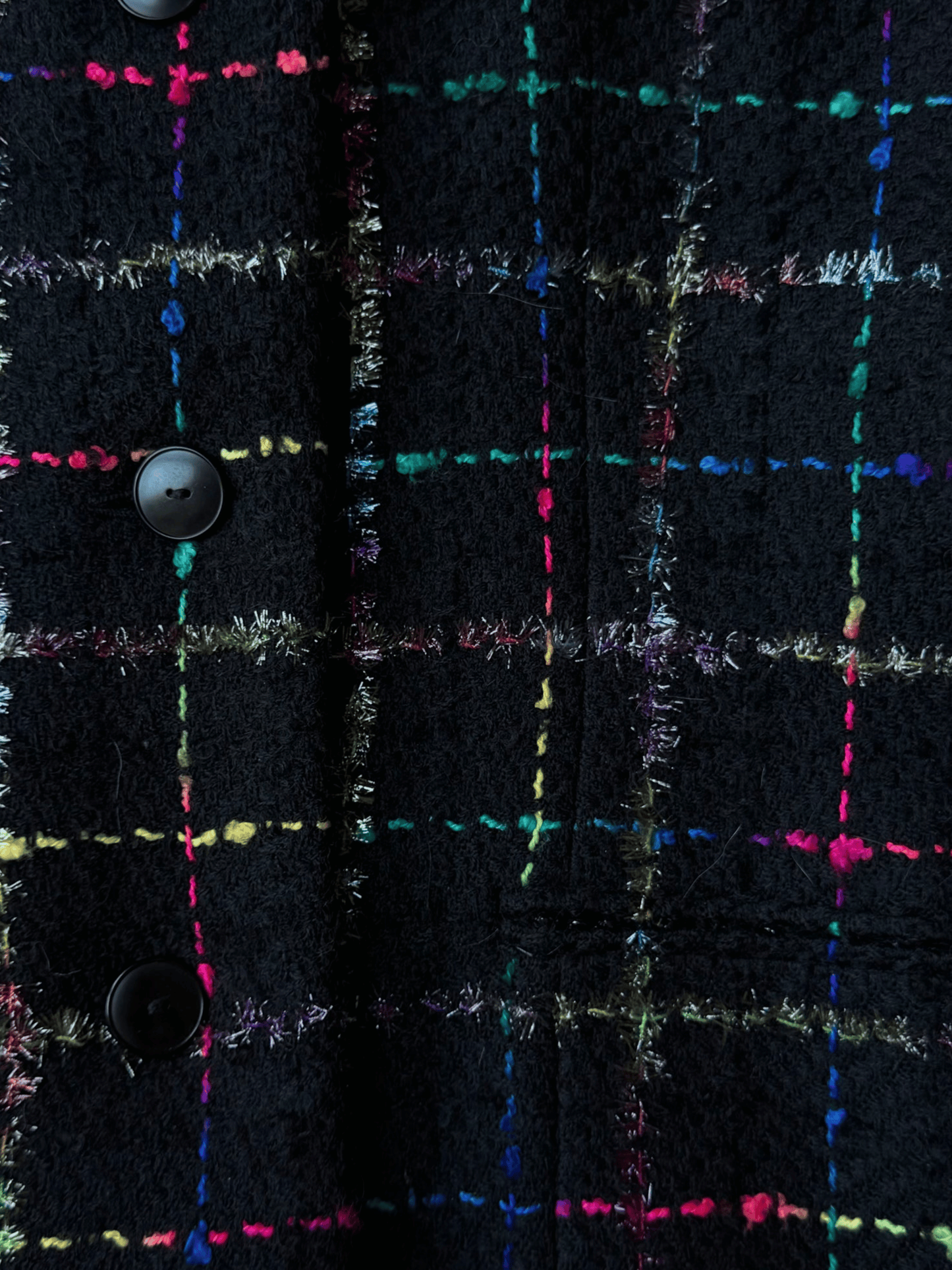 Givenchy 1990s by Alexander McQueen Black Multicolor Check Tweed Jacket