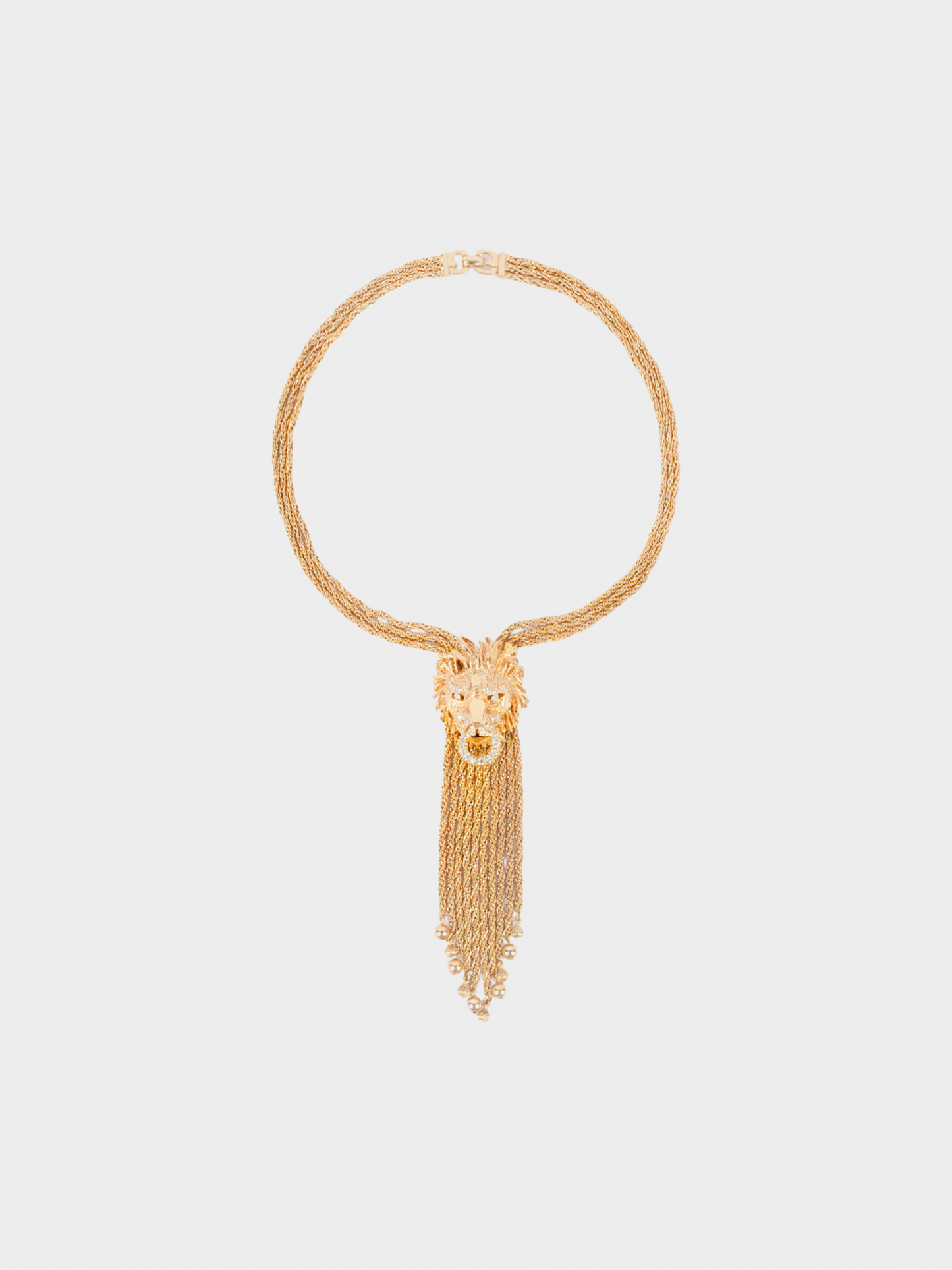 Christian Dior 1970s Gold Lion Head Necklace