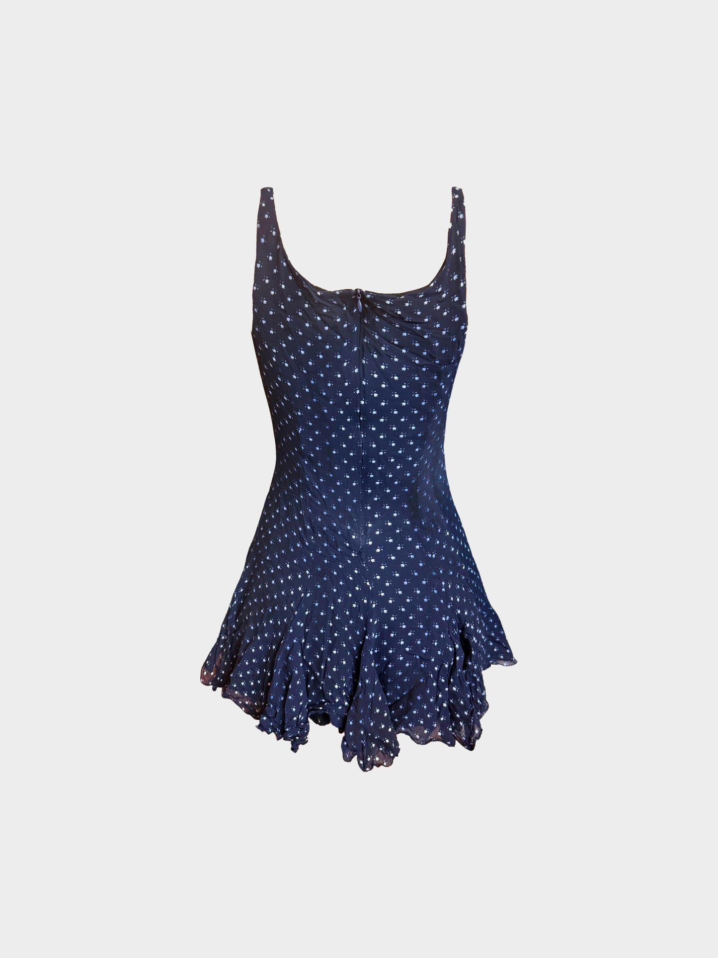 Dolce and Gabbana 2000s Navy Blue Floral Print Skater Dress
