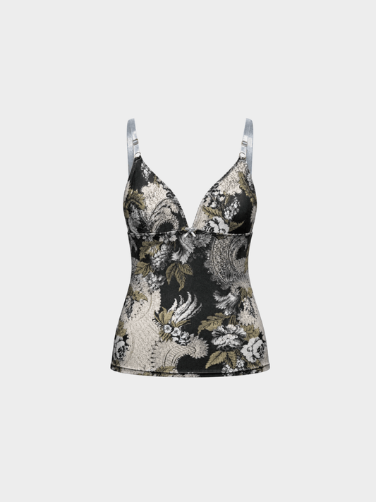 Roberto Cavalli FW 2001 Green Floral Tank Top
