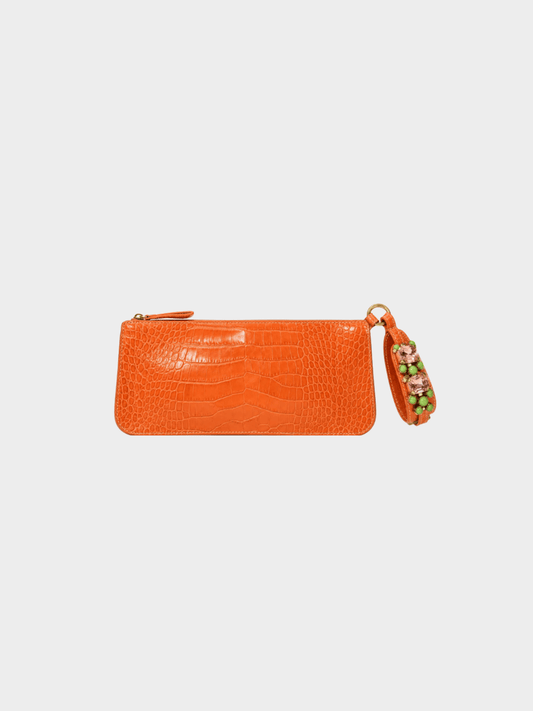 Valentino SS 2005 Orange Croc Wrislet Bag