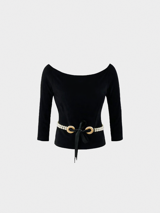 Valentino SS 2005 Black Pearl Belt Top
