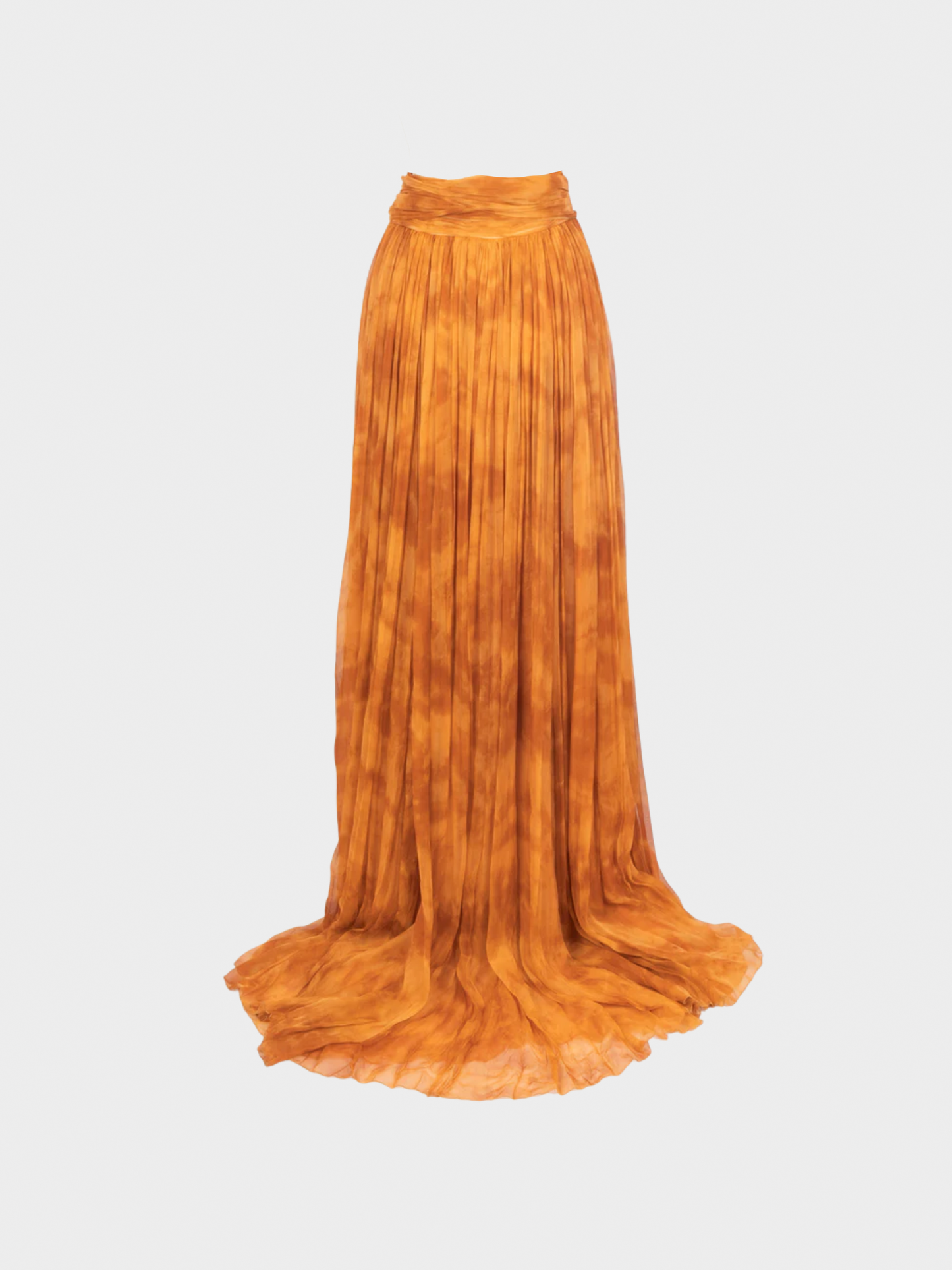 Roberto Cavalli 2000s Orange Cotton Tie-Dye Floor Length Skirt