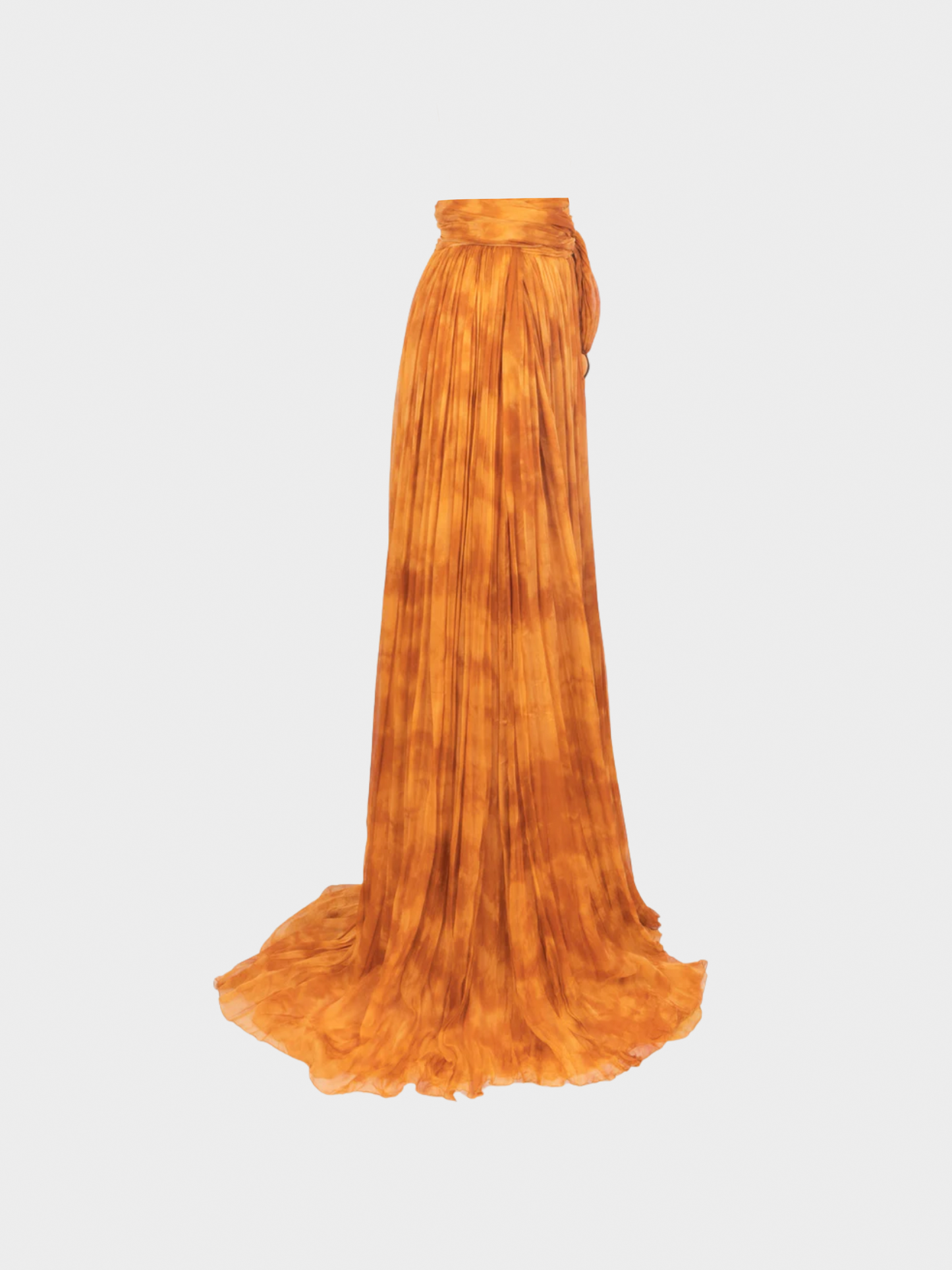 Roberto Cavalli 2000s Orange Cotton Tie-Dye Floor Length Skirt