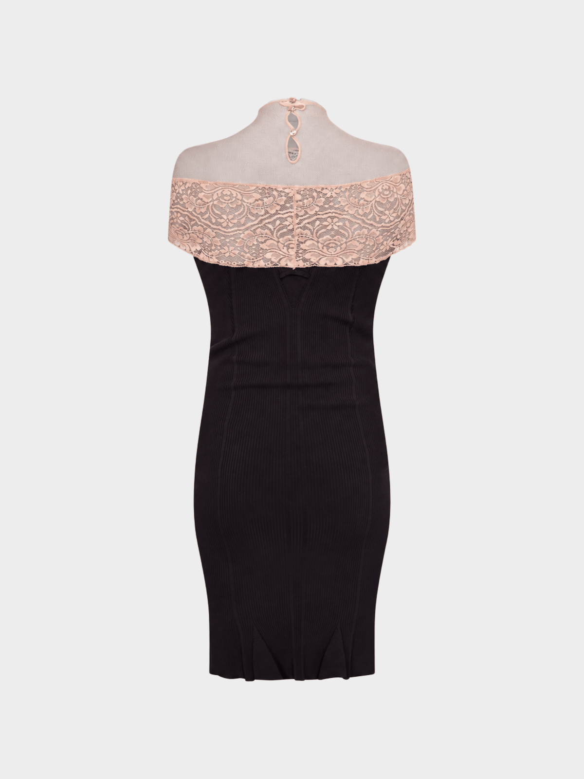Jean Paul Gaultier 1990s Black Ribbed Knit and Nude Lace Dress