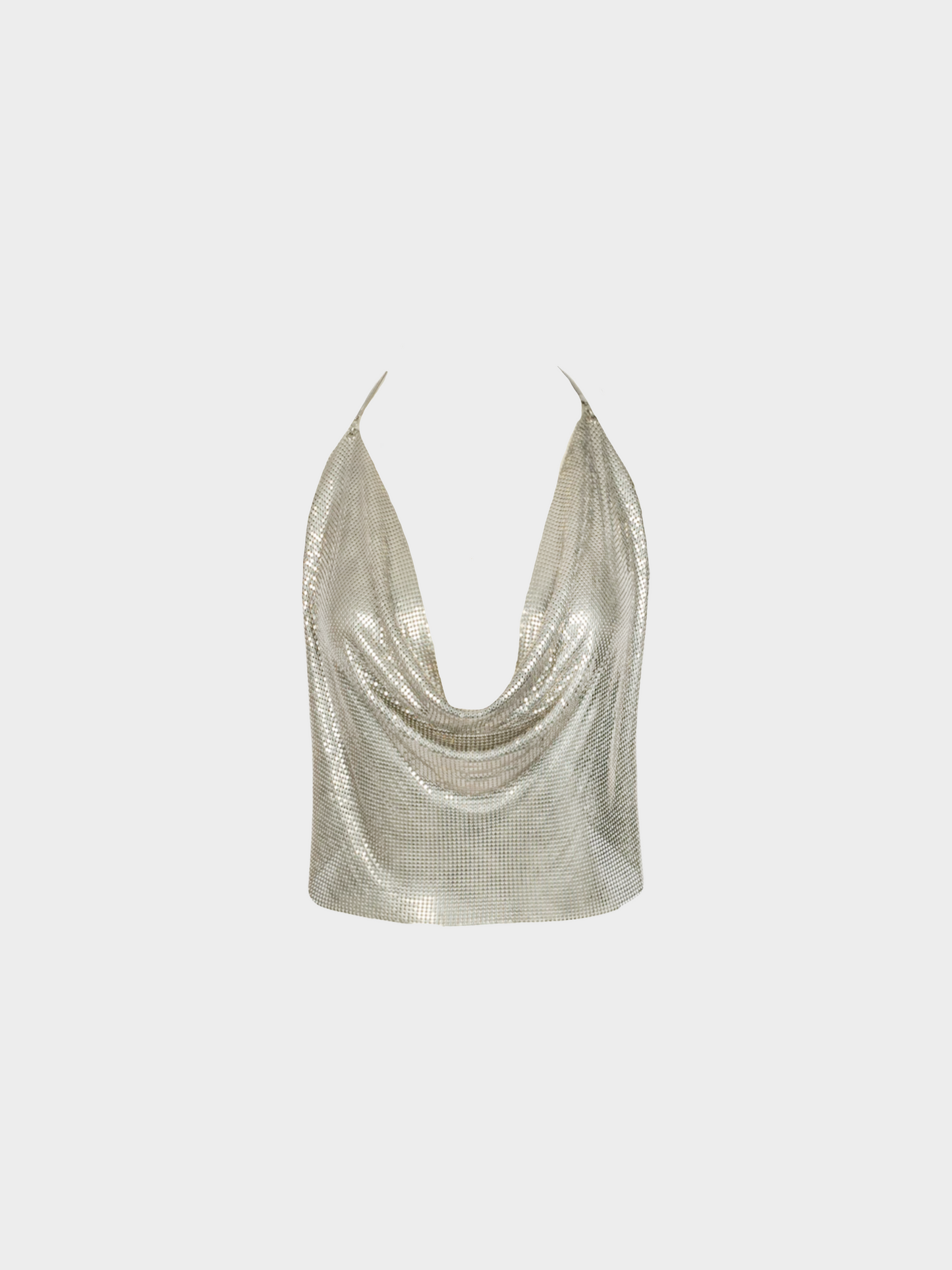 Paco Rabanne 2000s Silver metallic mesh backless top
