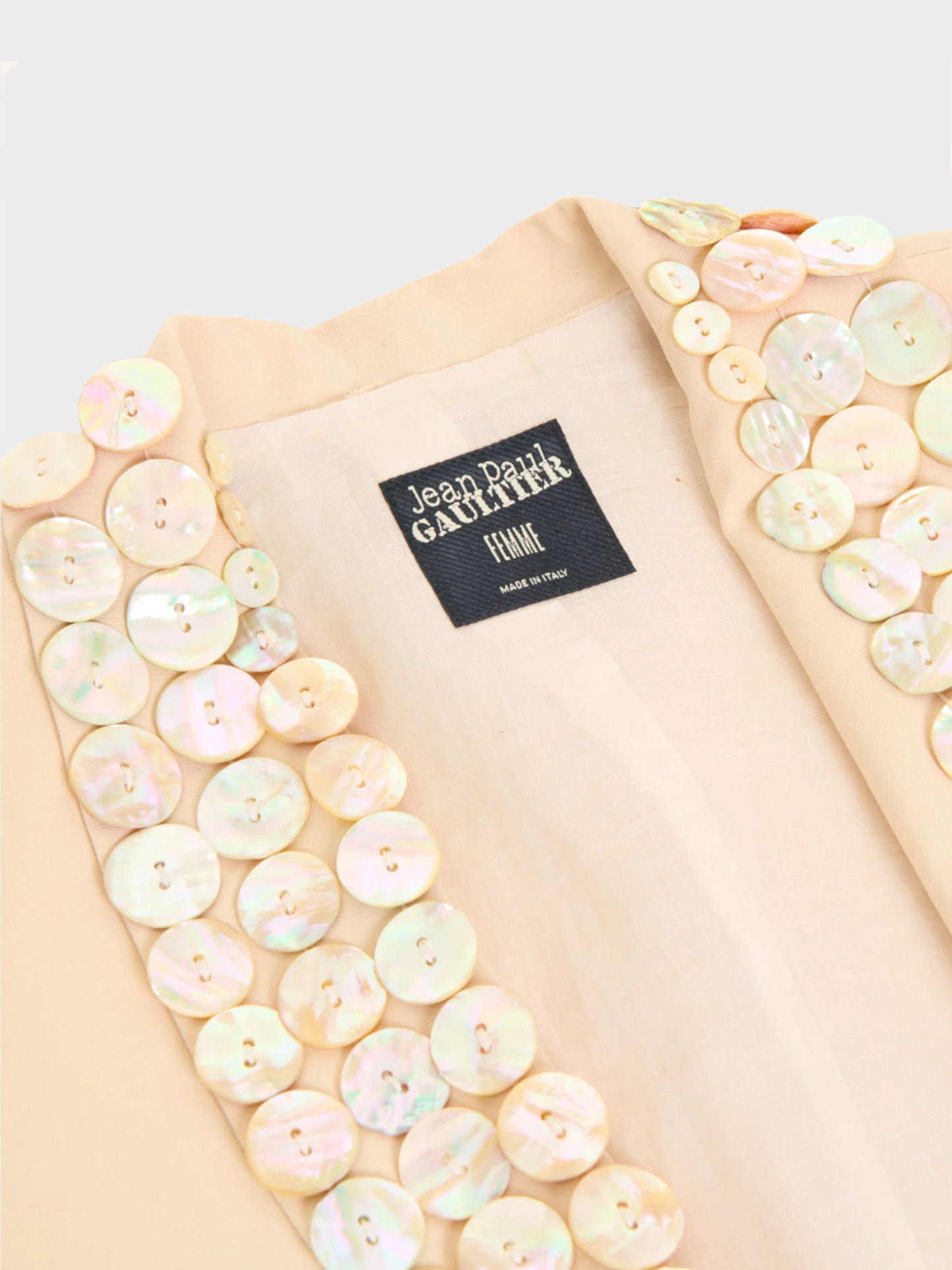 Jean Paul Gaultier Couture SS 2003 Cream "Mother of Pearl" Buttons Blazer
