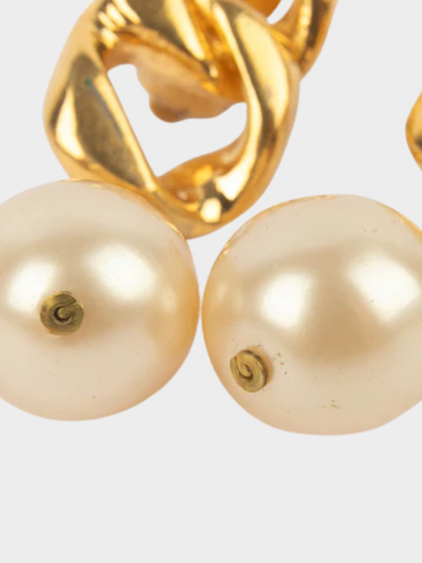 Chanel 1990s Gold Plated Mother of Pearl Earrings