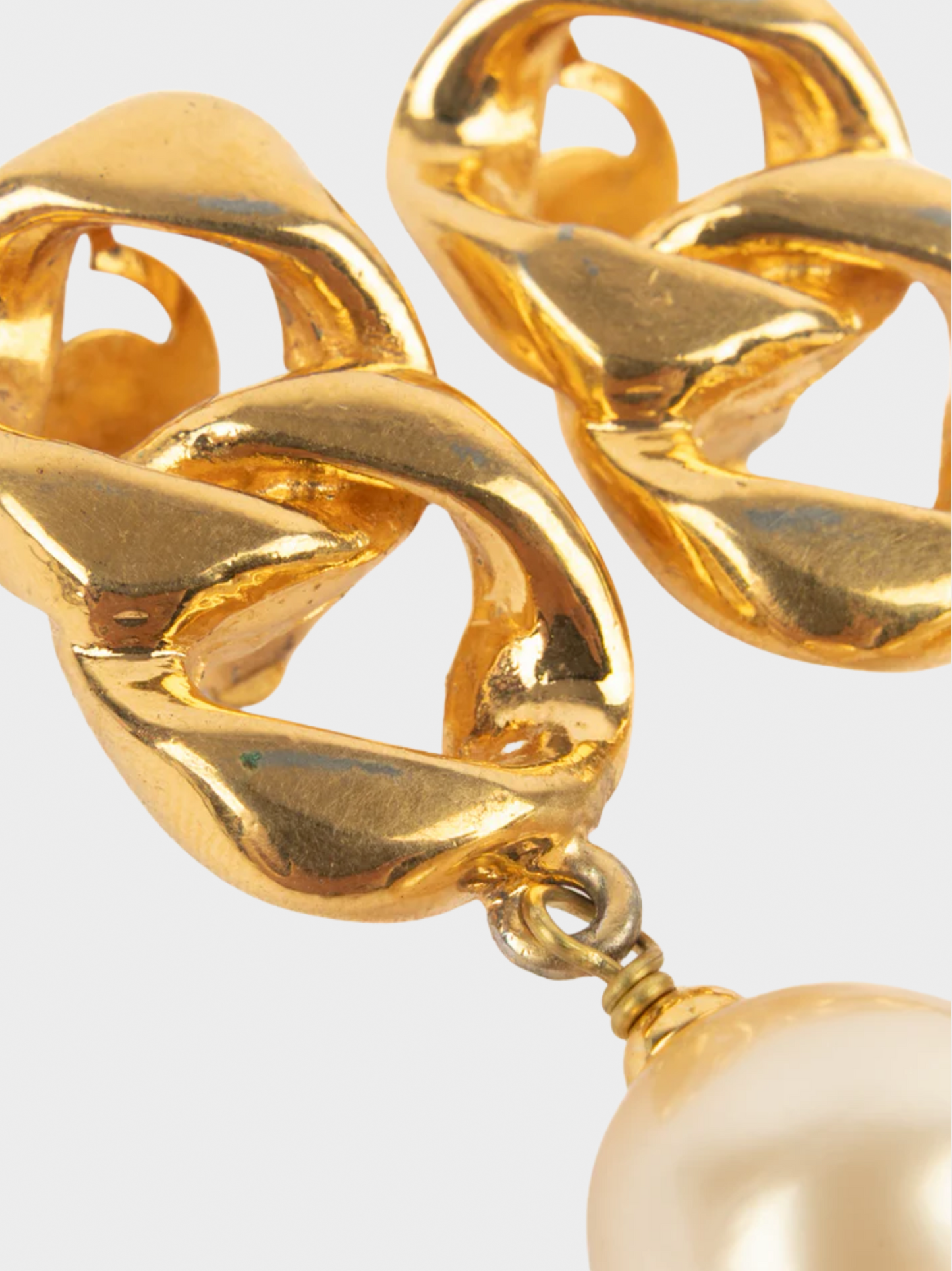 Chanel 1990s Gold Plated Mother of Pearl Earrings