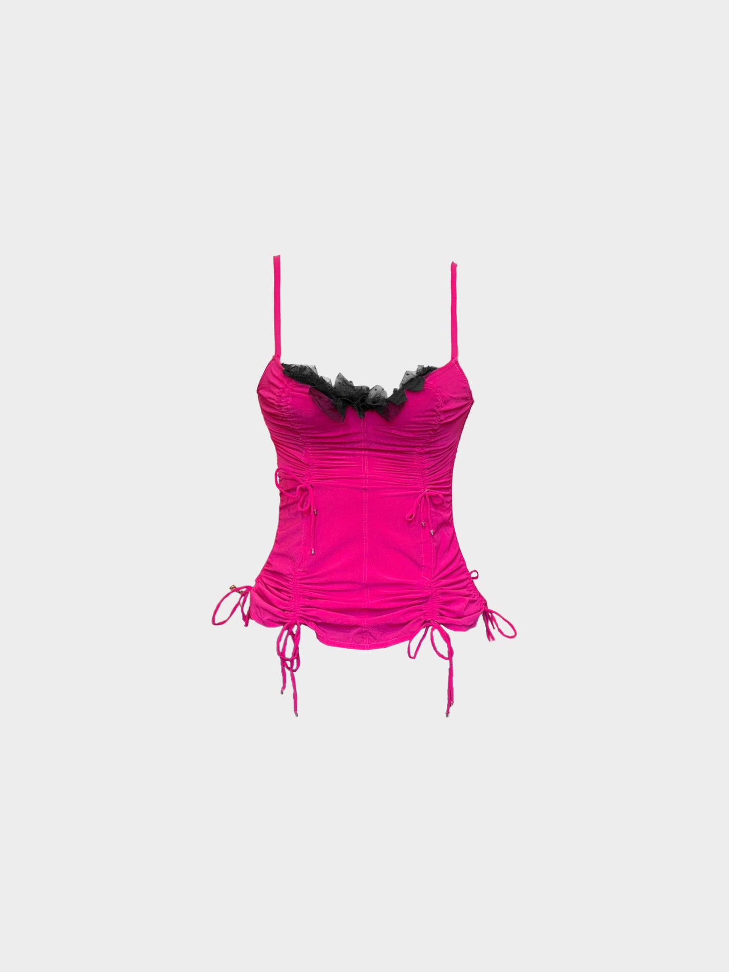 Chantal Thomass 2010s Hot Pink Drawstring Bow-Detailed Corset Top