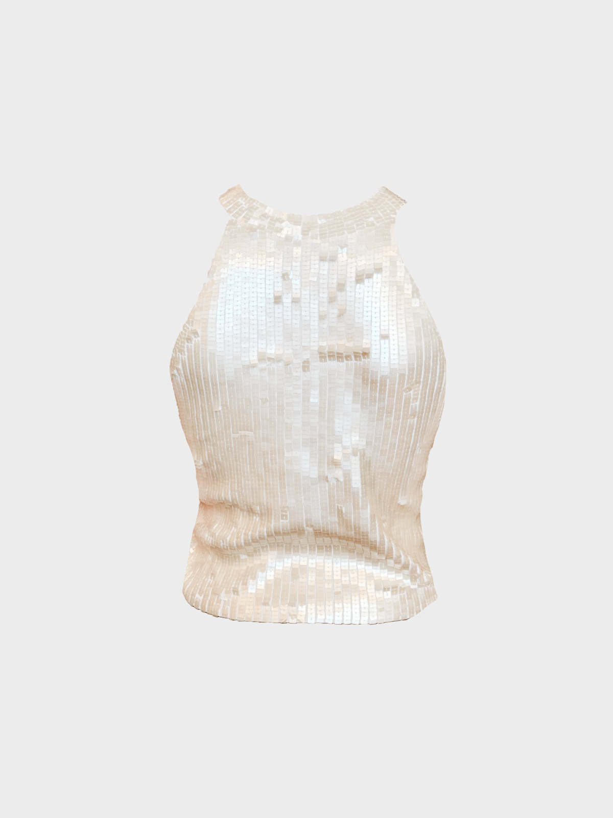 Plein Sud 2000s White Sequin Halter Neck Top