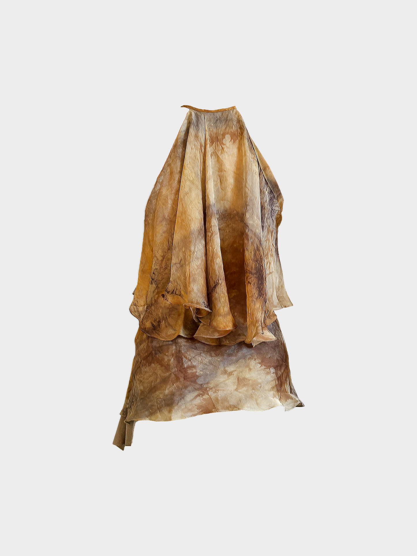Plein Sud 2000s Brown Watercolor Print Silk Layered Halter Top