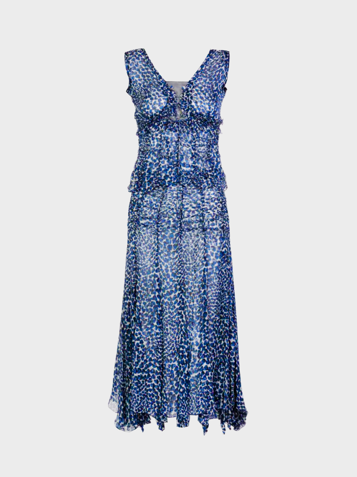 Prada SS 2000 Blue Heart Ruched Top and Skirt Set