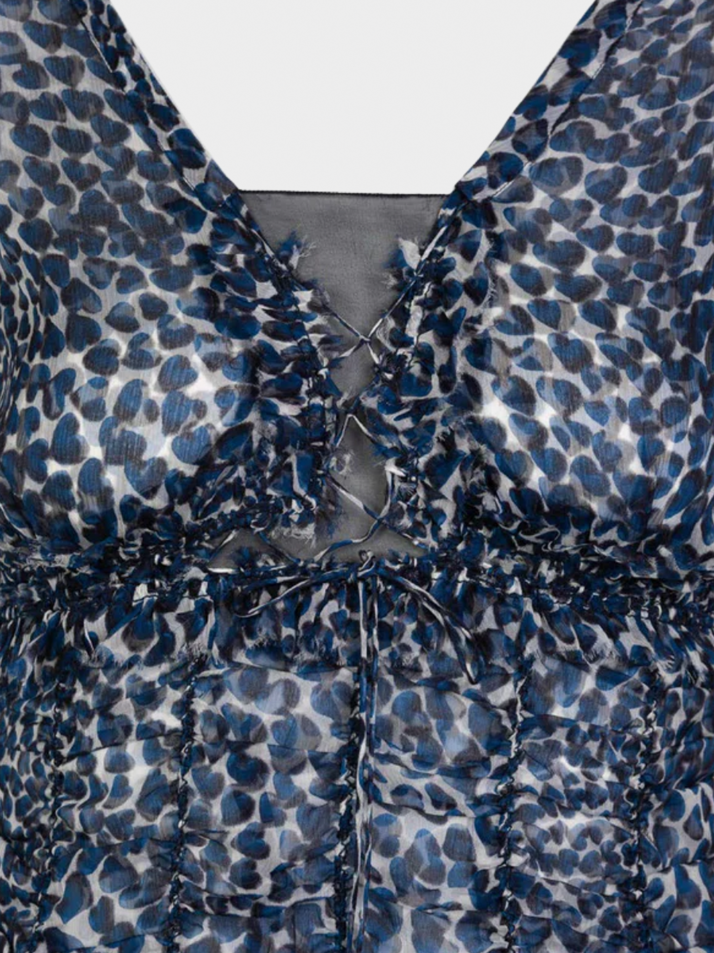 Prada SS 2000 Blue Heart Ruched Top and Skirt Set