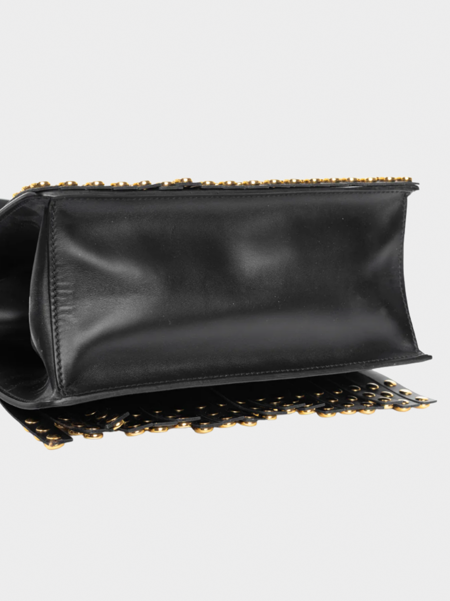Prada 2000s Black Nero Saffiano Leather Studded Fringe Frame Shoulder Bag