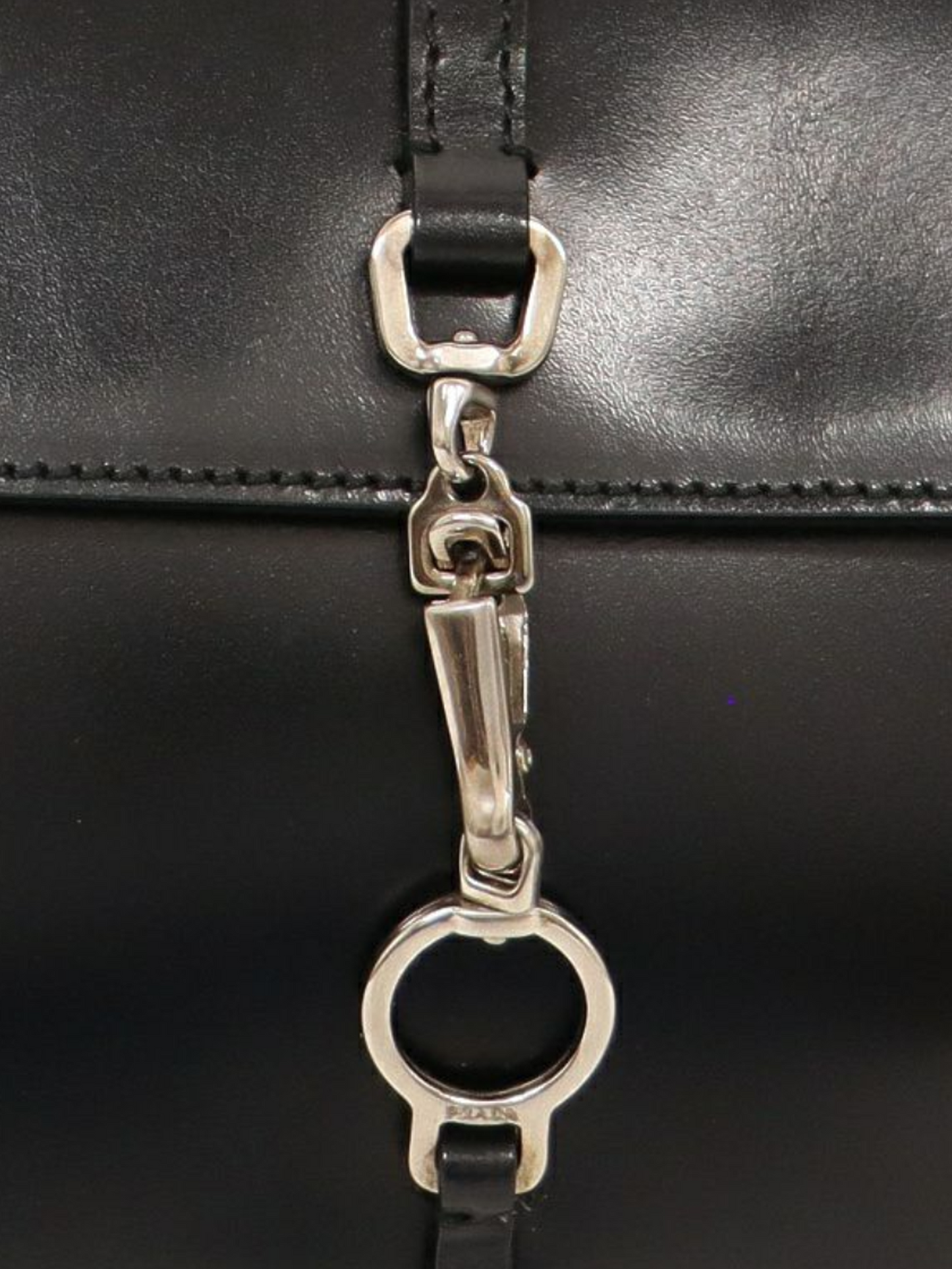 Prada 2000s Black Leather Flap Pochette Bag