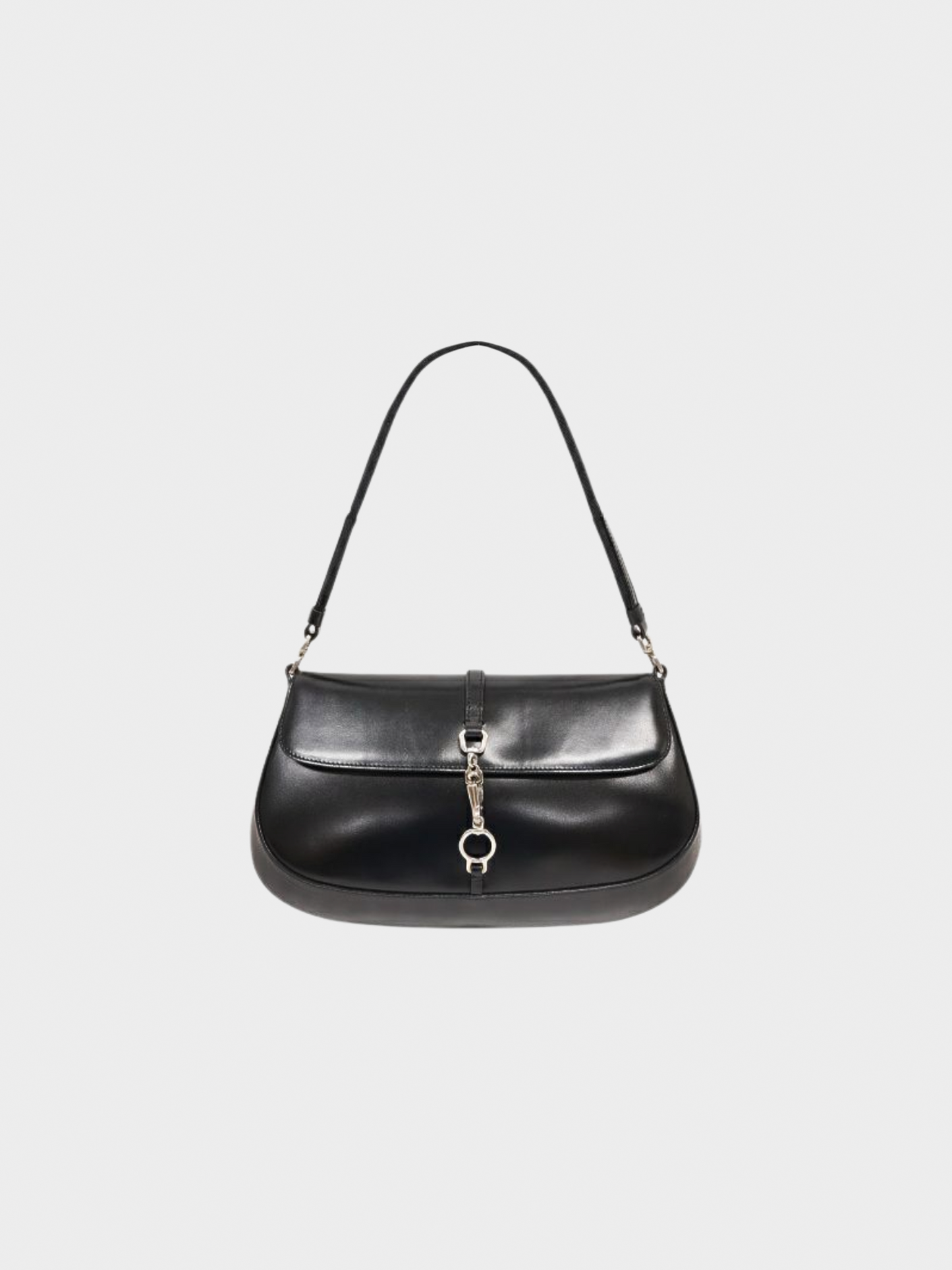 Prada 2000s Black Leather Flap Pochette Bag