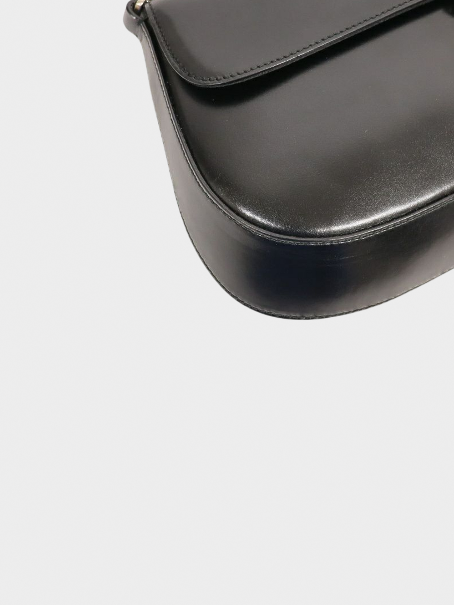 Prada 2000s Black Leather Flap Pochette Bag