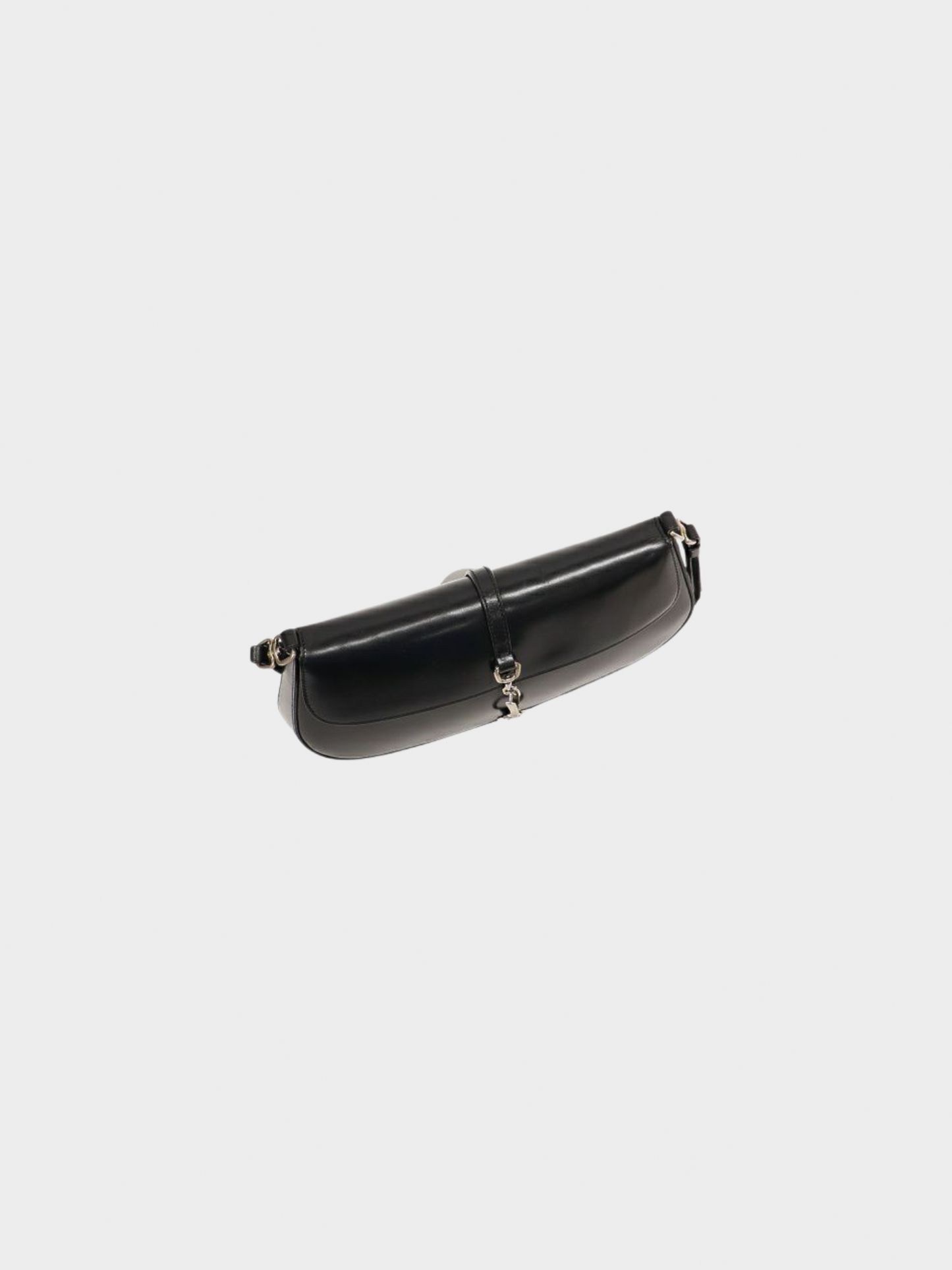 Prada 2000s Black Leather Flap Pochette Bag
