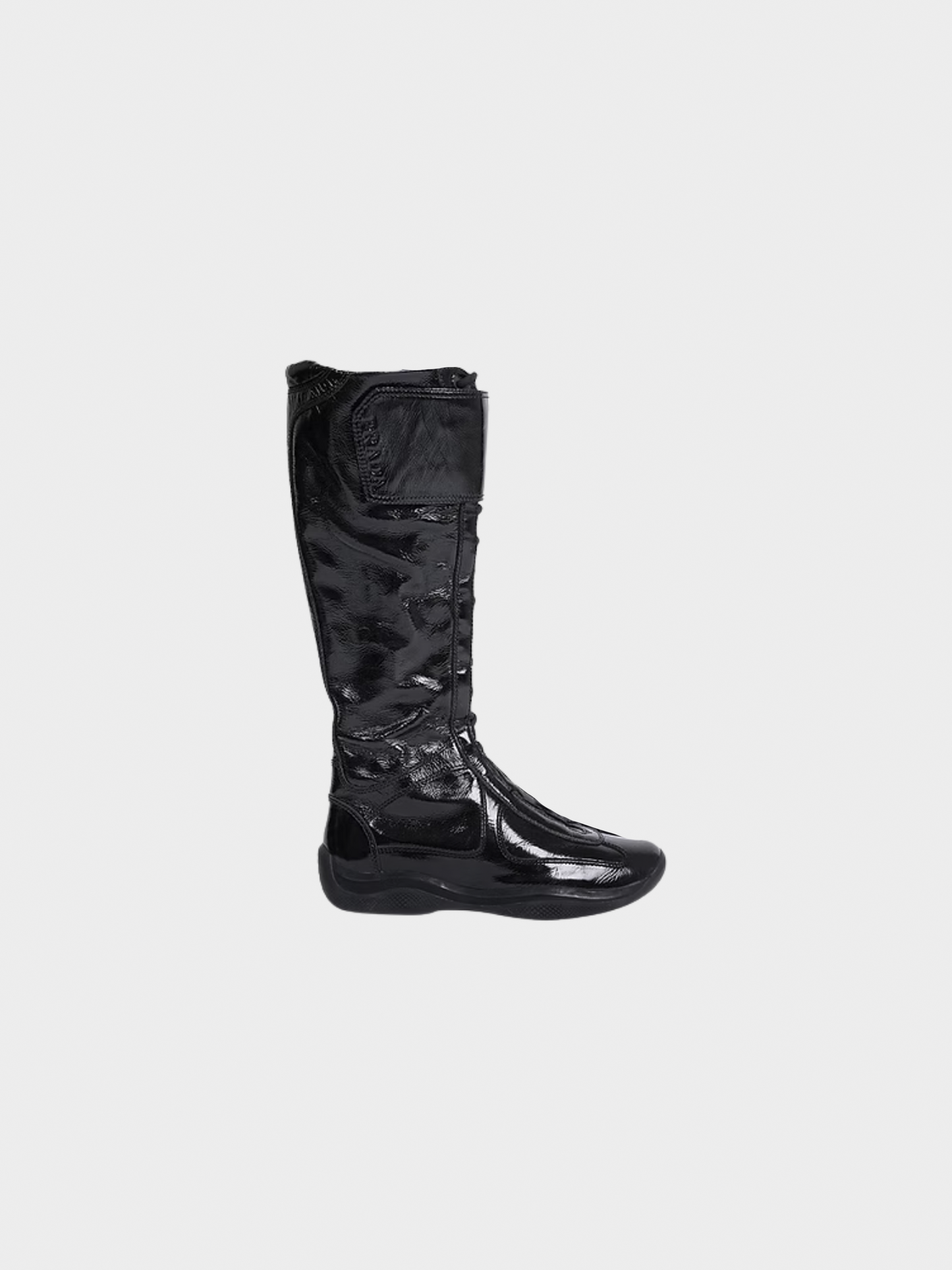 Prada 1990s Black Sport Lace Up Knee Boots