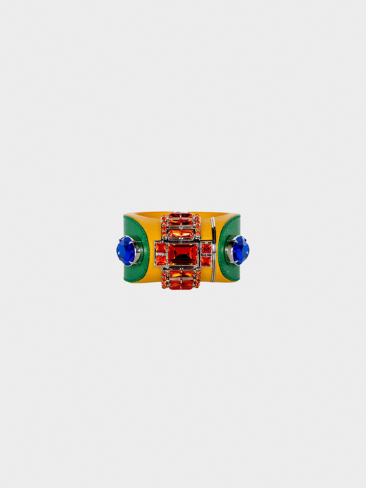 Prada SS 2014 Crystal Saffiano Leather Cuff Bracelet