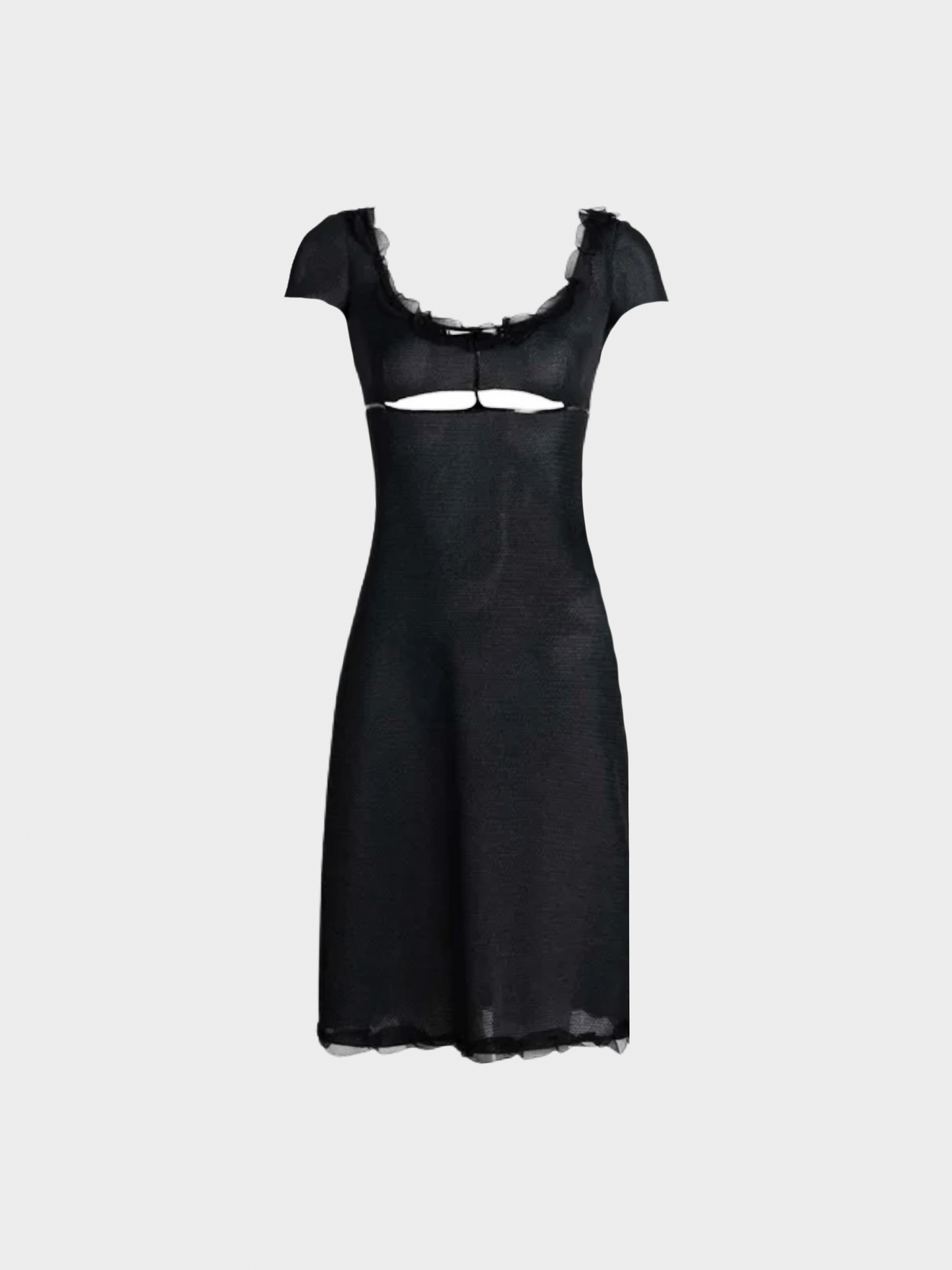 Prada 1990s Black Cutout Patent Trim Dress