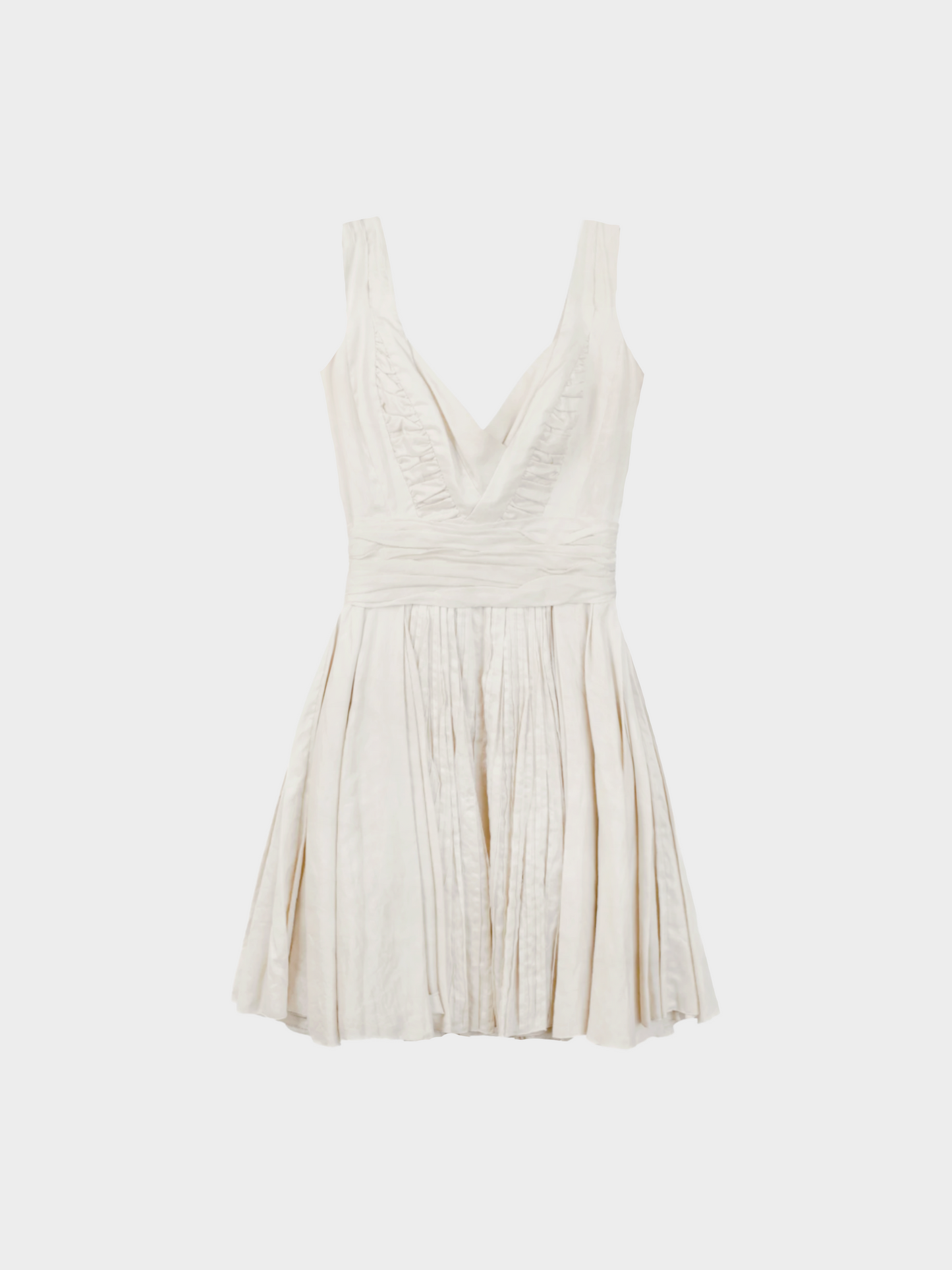 Prada 2009 Khaki Beige Cotton Pleated Dress